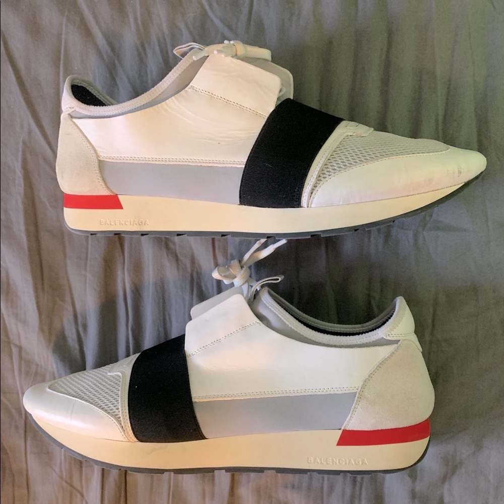 Balenciaga Race Runner Calfskin Suede white gray